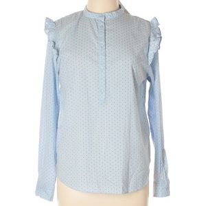 H&M ruffled blouse blue dots size 10
